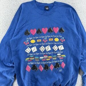 Vintage Las Vegas Casino Sweatshirt Mens Medium Nevada Screen Stars Gambling 90s